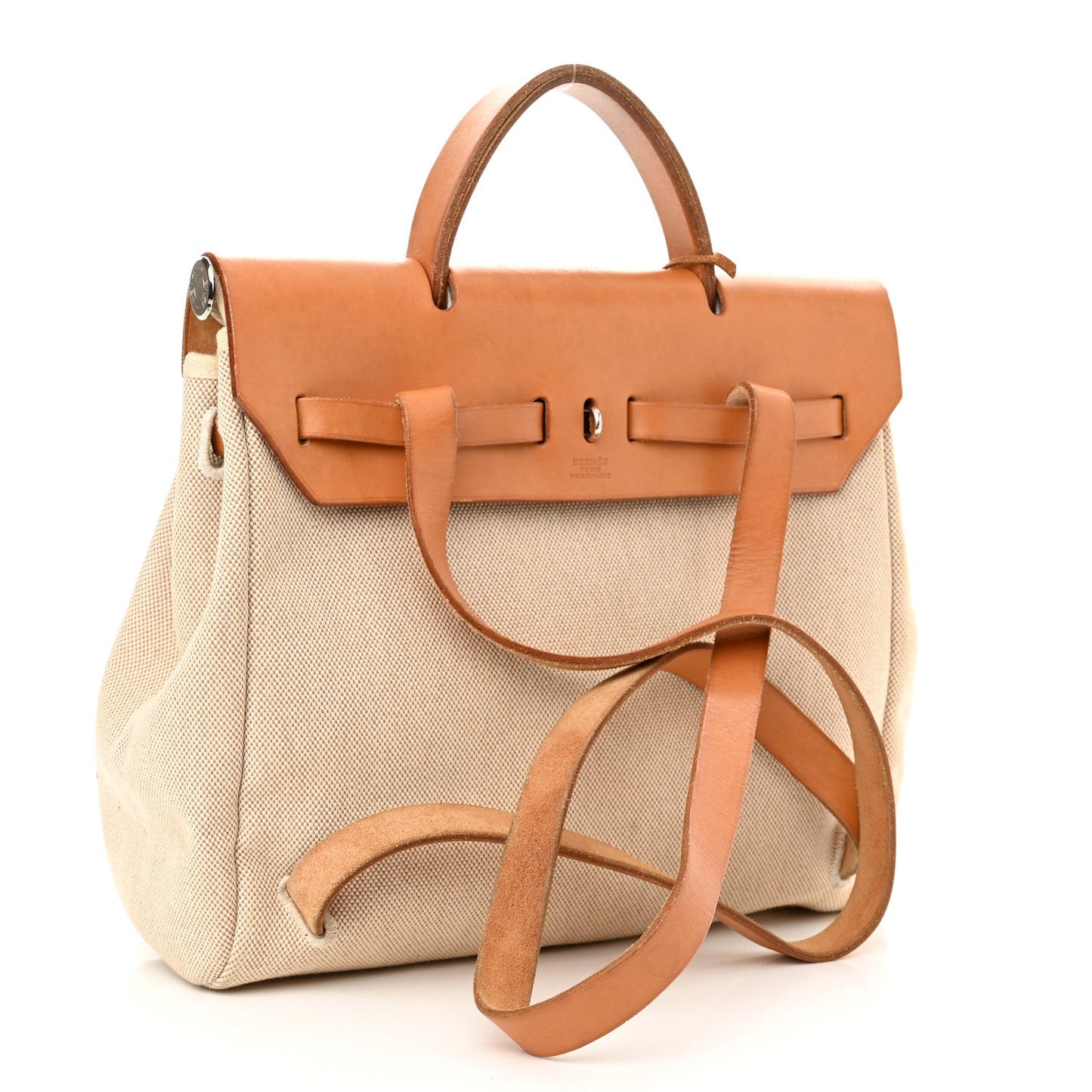 Toile Vache Calfskin Herbag 30 PM Backpack Natural