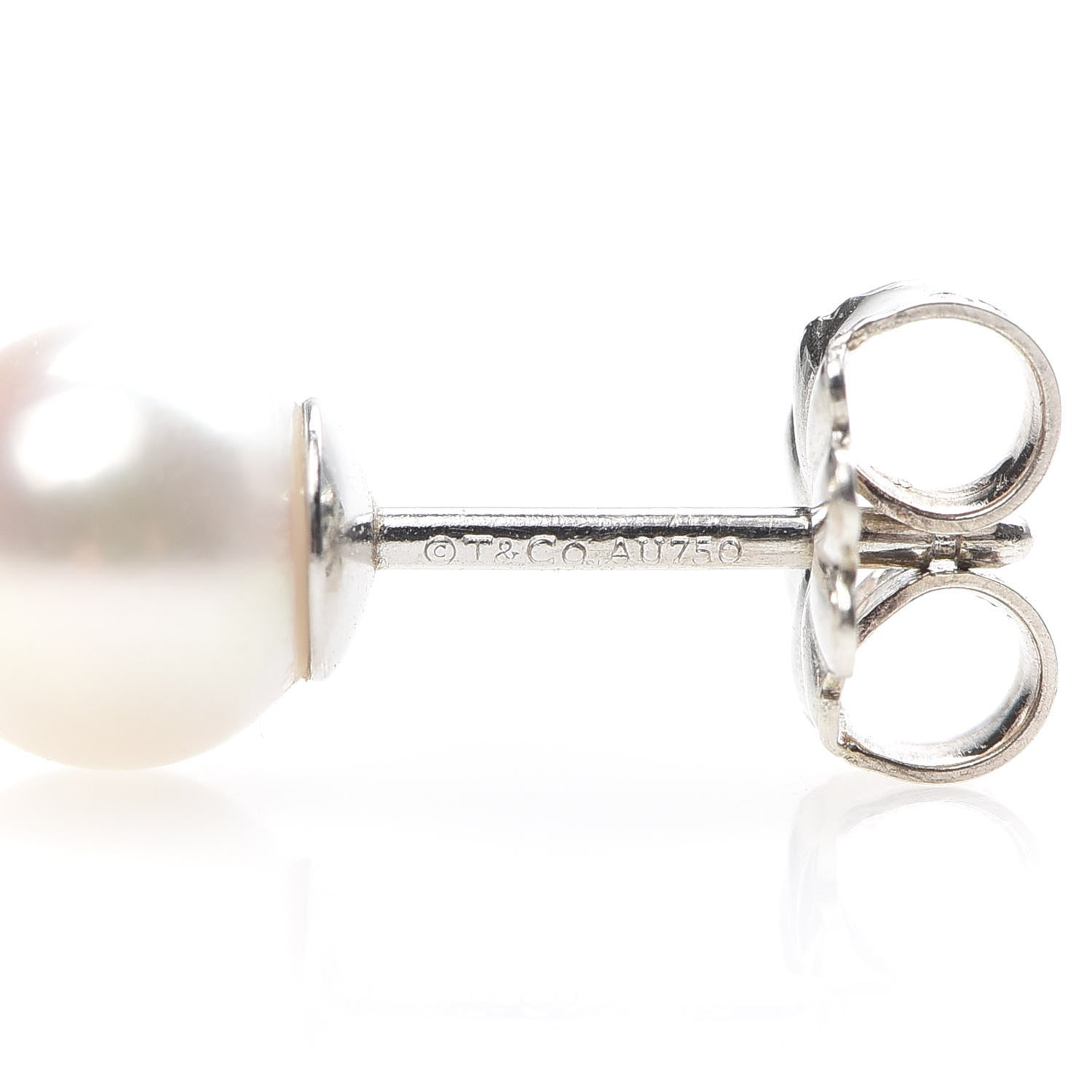 Tiffany 18k White Gold Akoya Pearl 7-7.5mm Signature Earrings 3 of 5