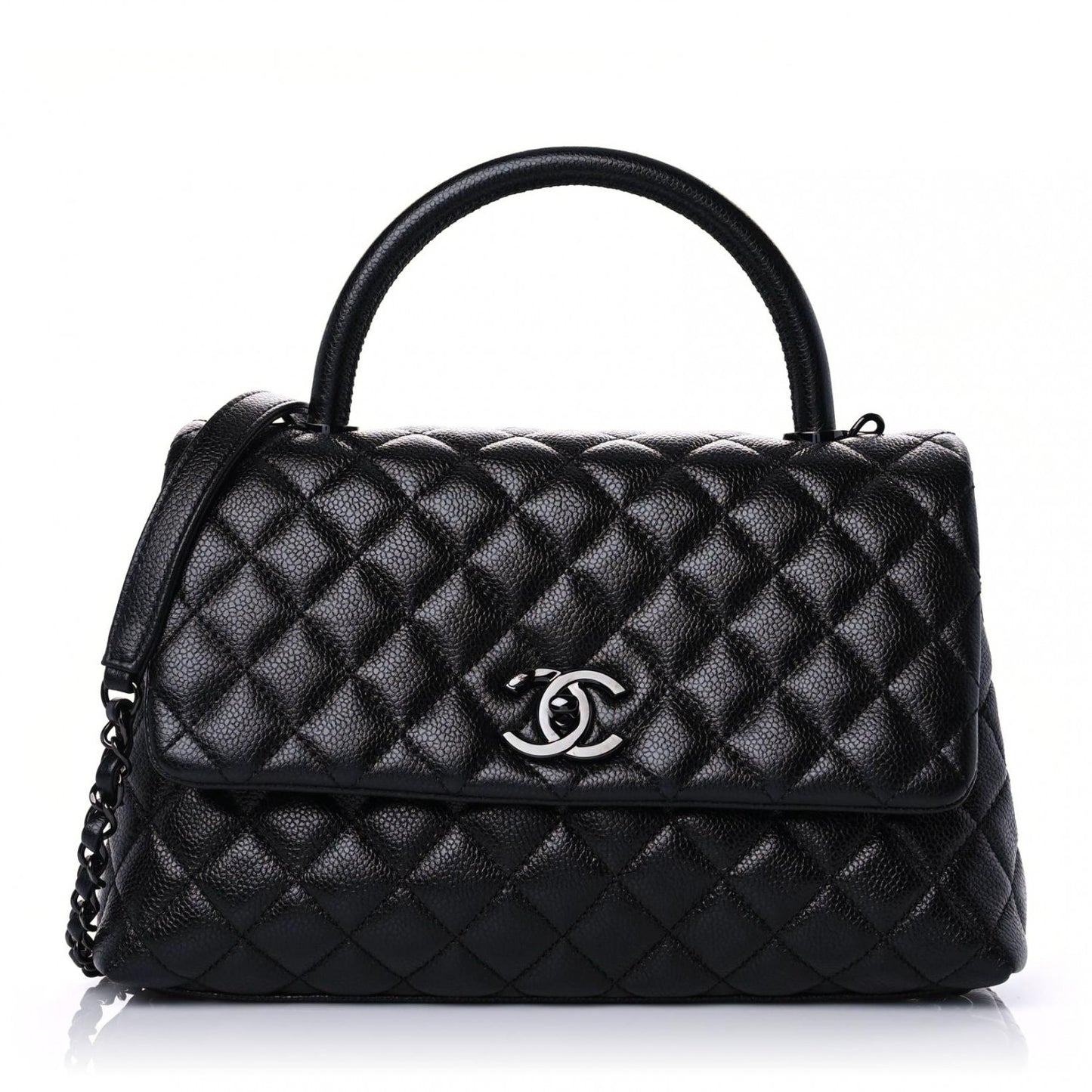 Caviar Quilted Small Coco Handle Flap So Black