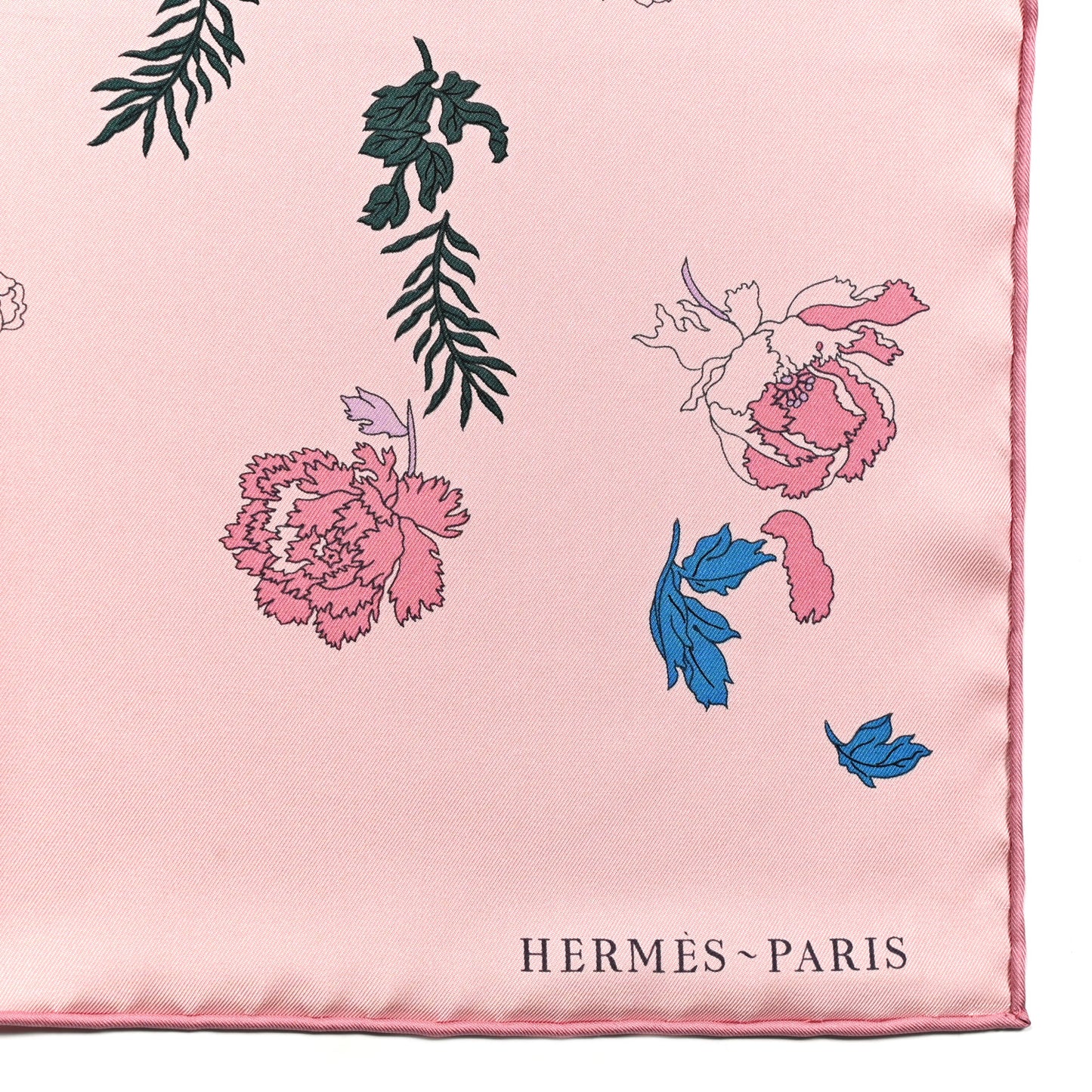 Silk Twill Robe Legere Scarf 90 Rose Hortensia Bleu