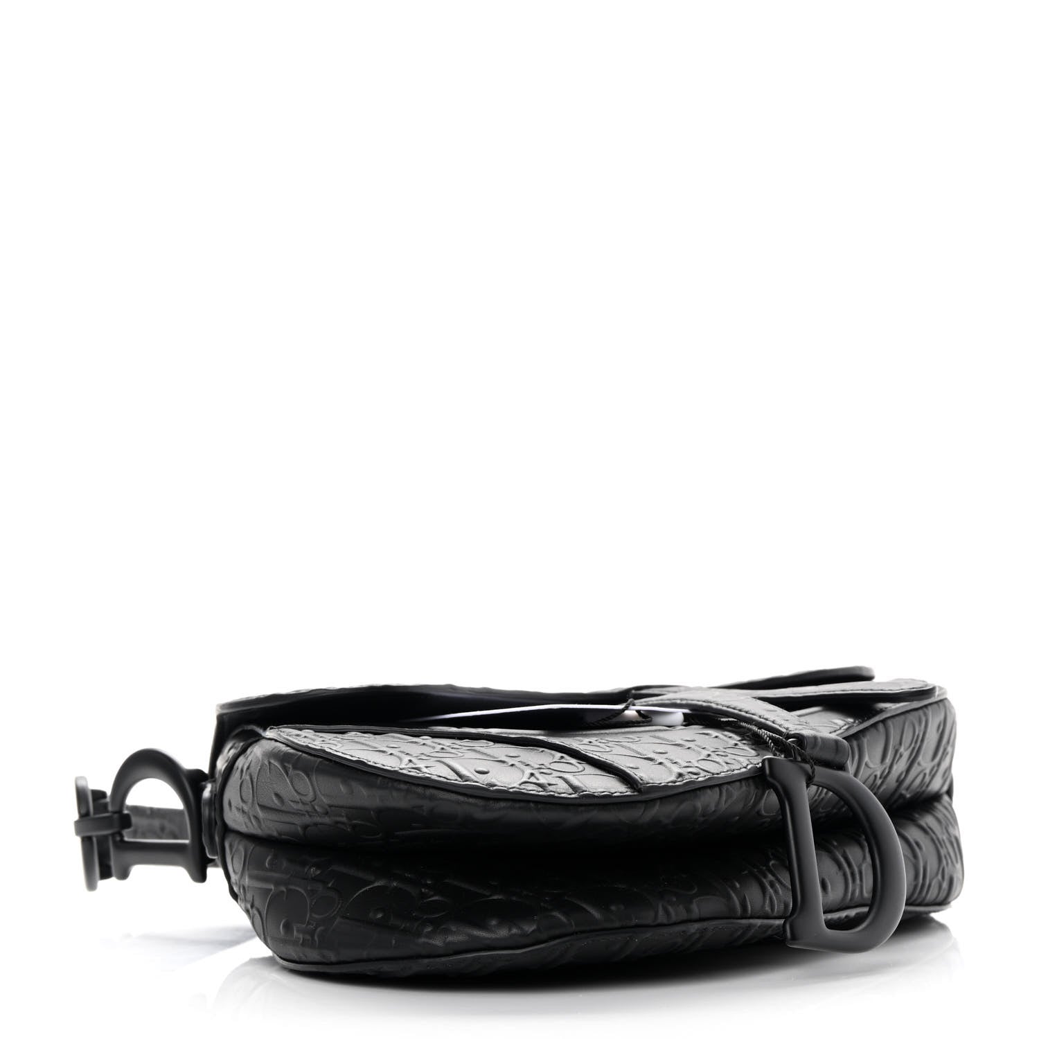 Christian Dior Calfskin Embossed Oblique Saddle Bag With Strap Black 4 of 12