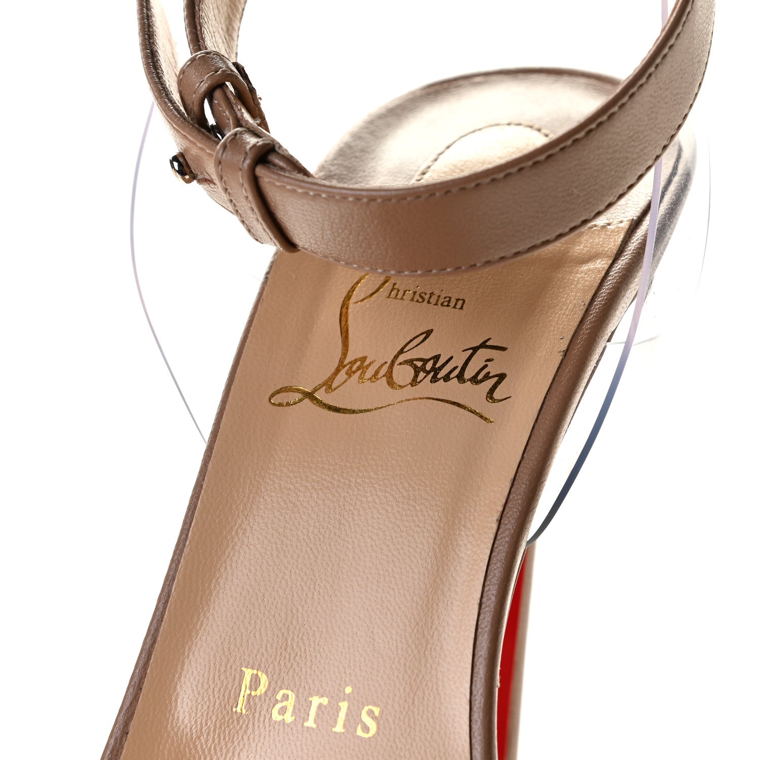 Christian Louboutin Shiny Nappa PVC Jonatina 100 Sandals 39 Nude 10 of 11