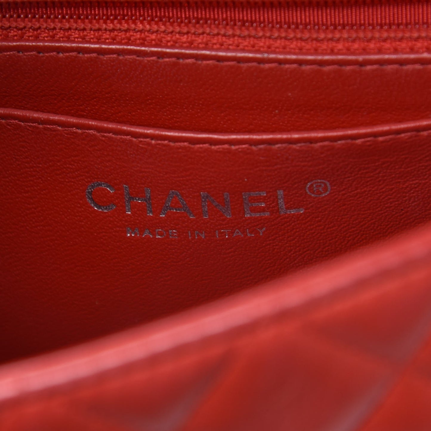 Lambskin Quilted Mini Rectangular Flap Red