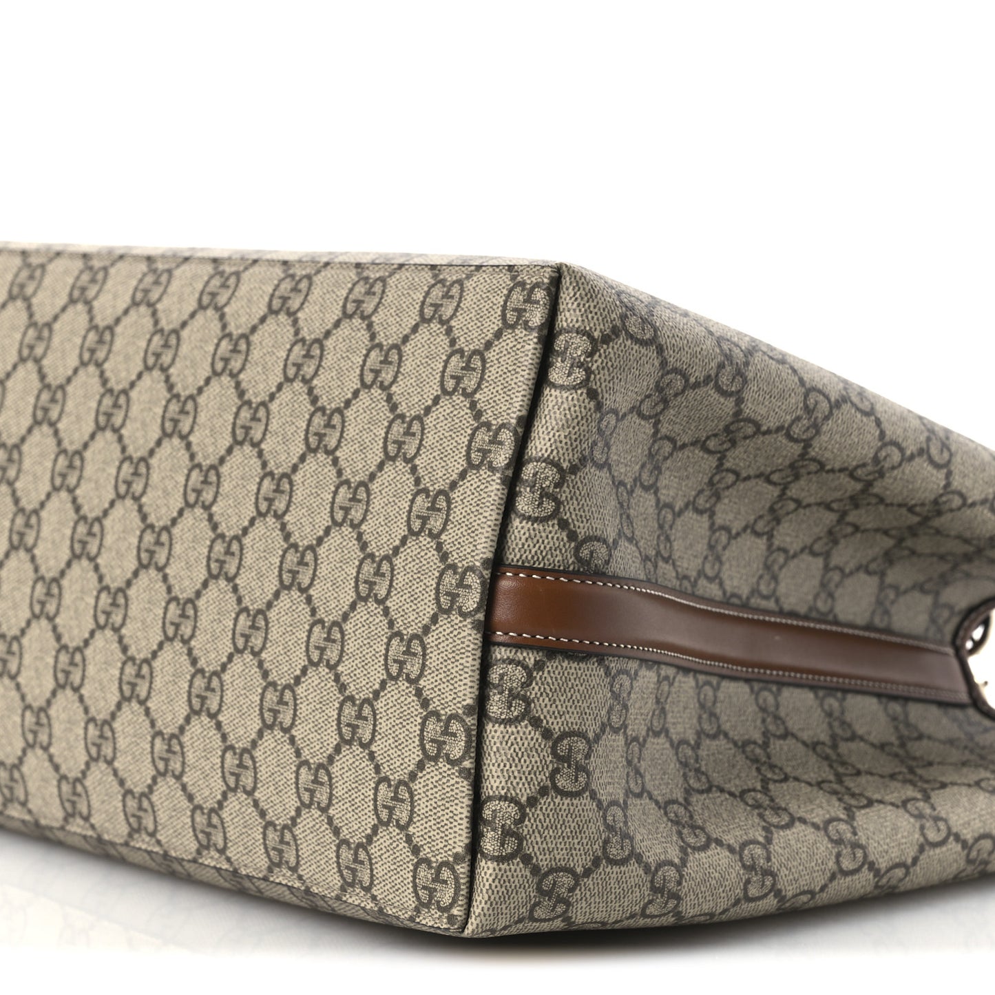 GG Supreme Monogram Emblem Large Tote Bag Beige Dark Brown