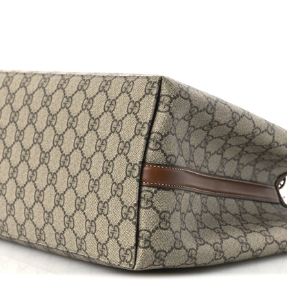 Gucci GG Supreme Monogram Emblem Large Tote Bag Beige Dark Brown 9 of 10