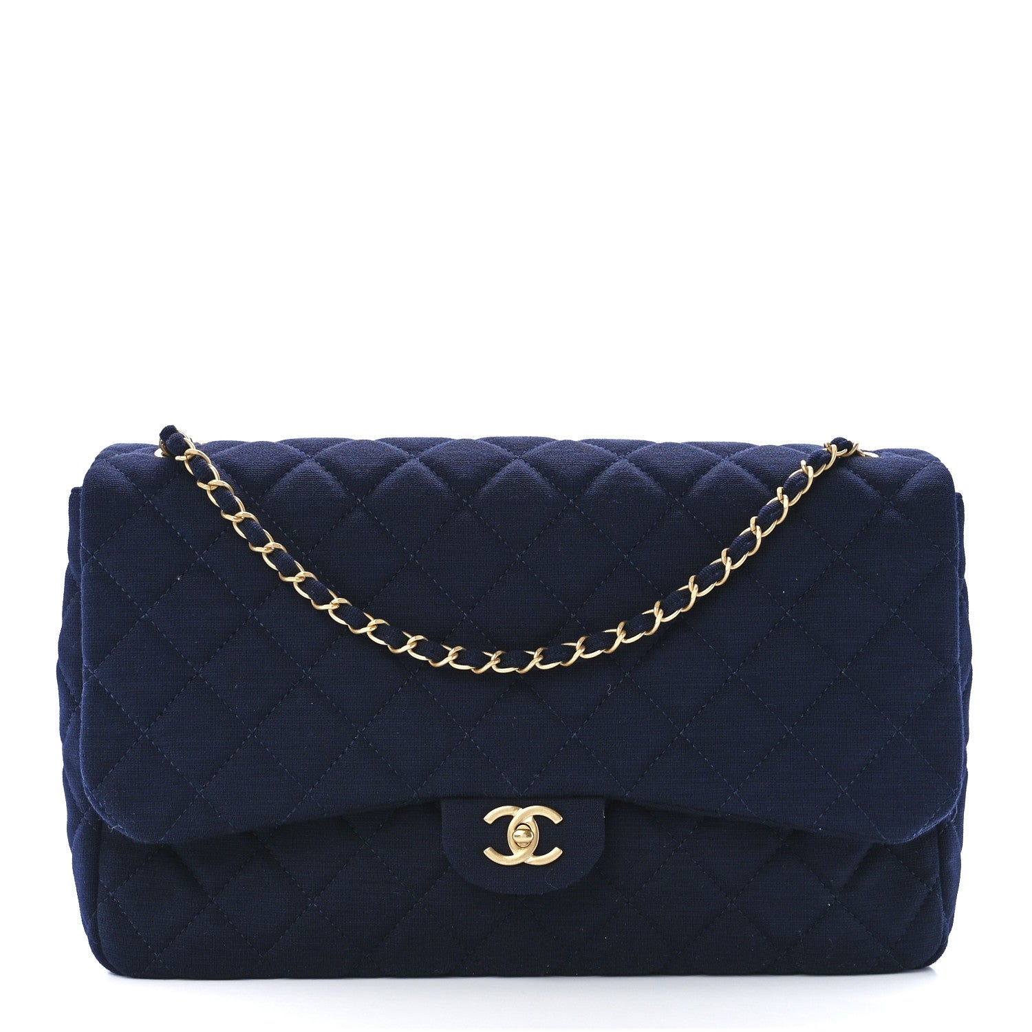 Chanel Jersey Quilted XL Jumbo Flap Navy 1 of 11