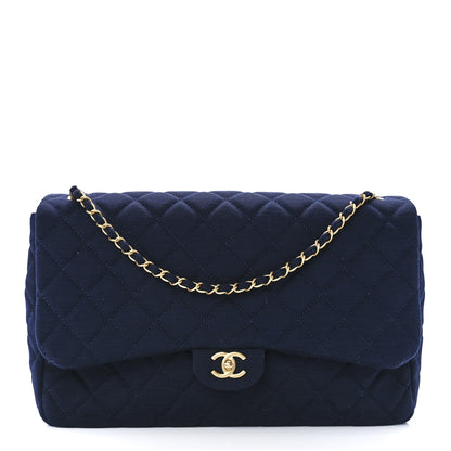 Chanel Jersey Quilted XL Jumbo Flap Navy 1 of 11