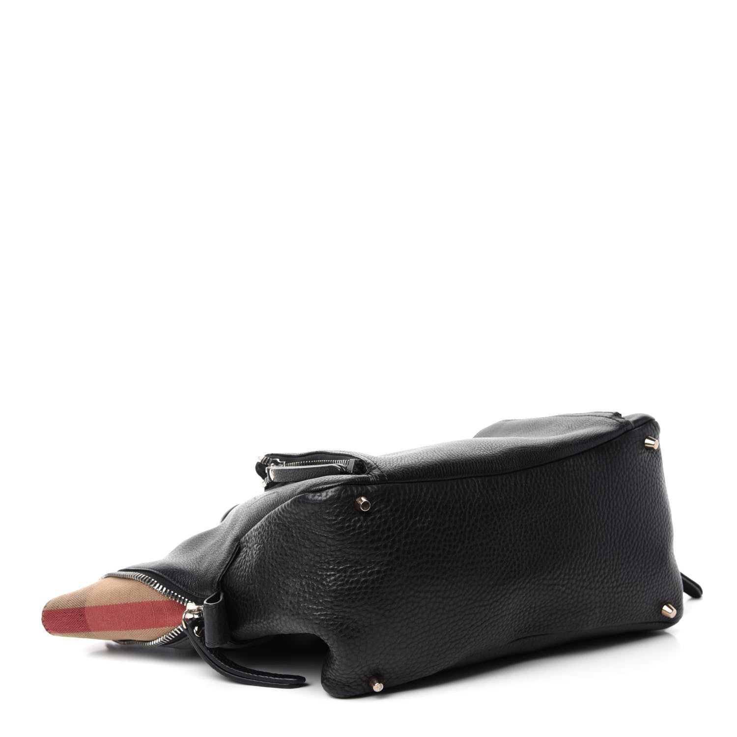 Burberry Grainy Calfskin House Check Tote Black 4 of 13