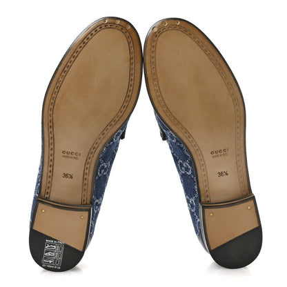 Gucci New Denim Delave GG Monogram Womens 1953 Horsebit Loafers 38 Denim Azure Blue Agata 36.5 Denim Azure Blue Agata 6 of 9