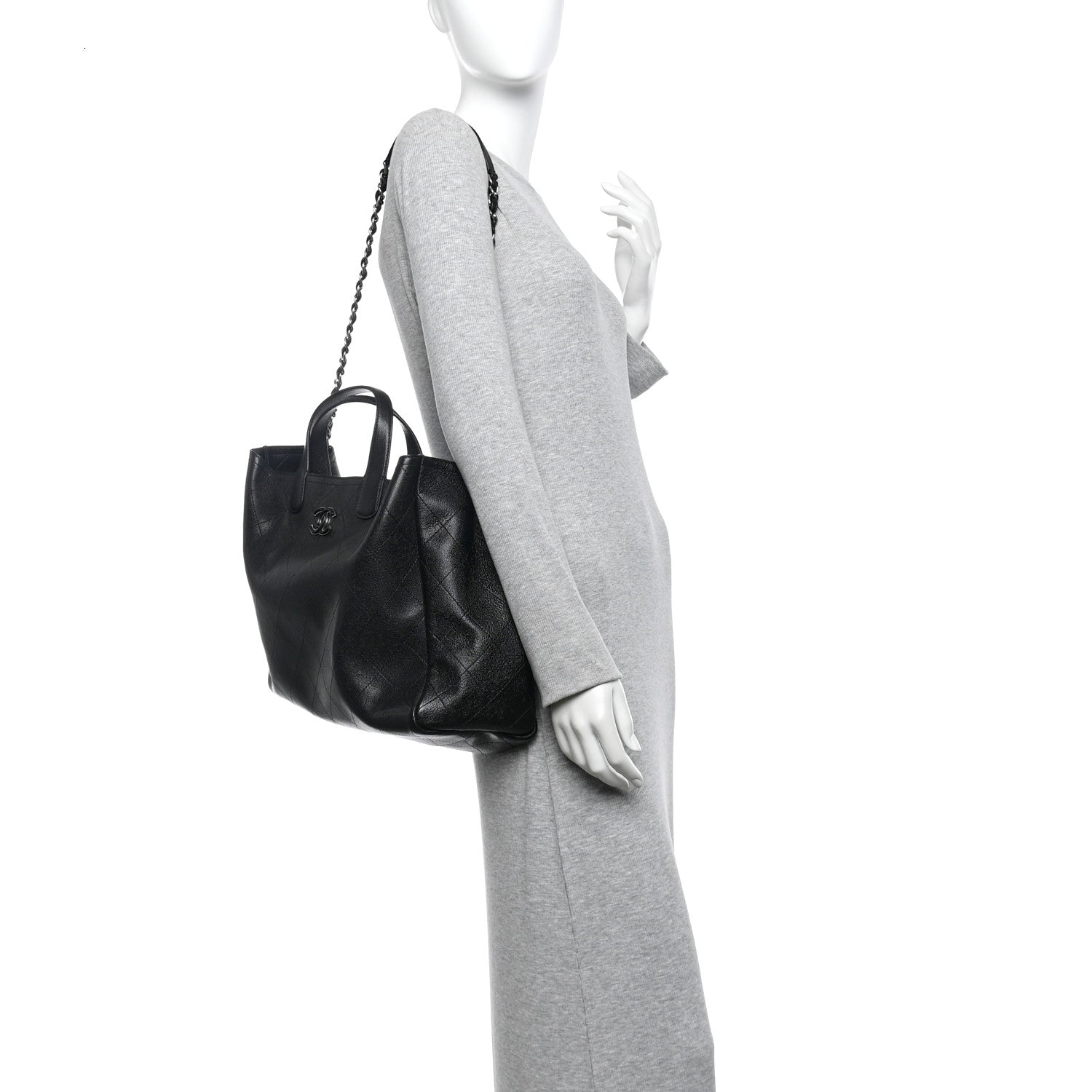 Chanel Caviar Stitched Large Lady Coco Shopping Tote Black 2 of 10