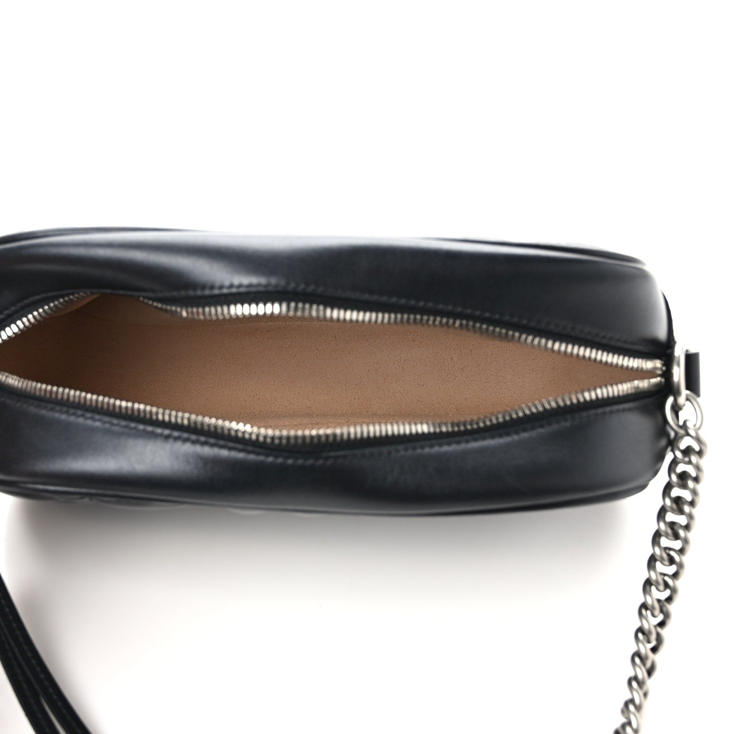 Gucci Calfskin Matelasse Aria Small GG Marmont Chain Shoulder Bag Black 5 of 9