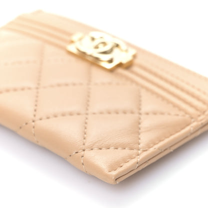 Chanel Lambskin Quilted Boy Card Holder Beige 10 of 10