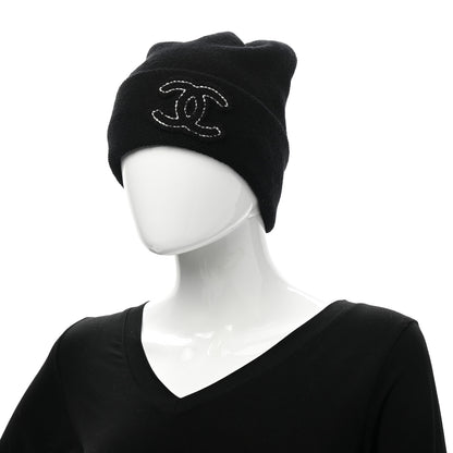 Chanel Cashmere CC Beanie Hat Black 2 of 4
