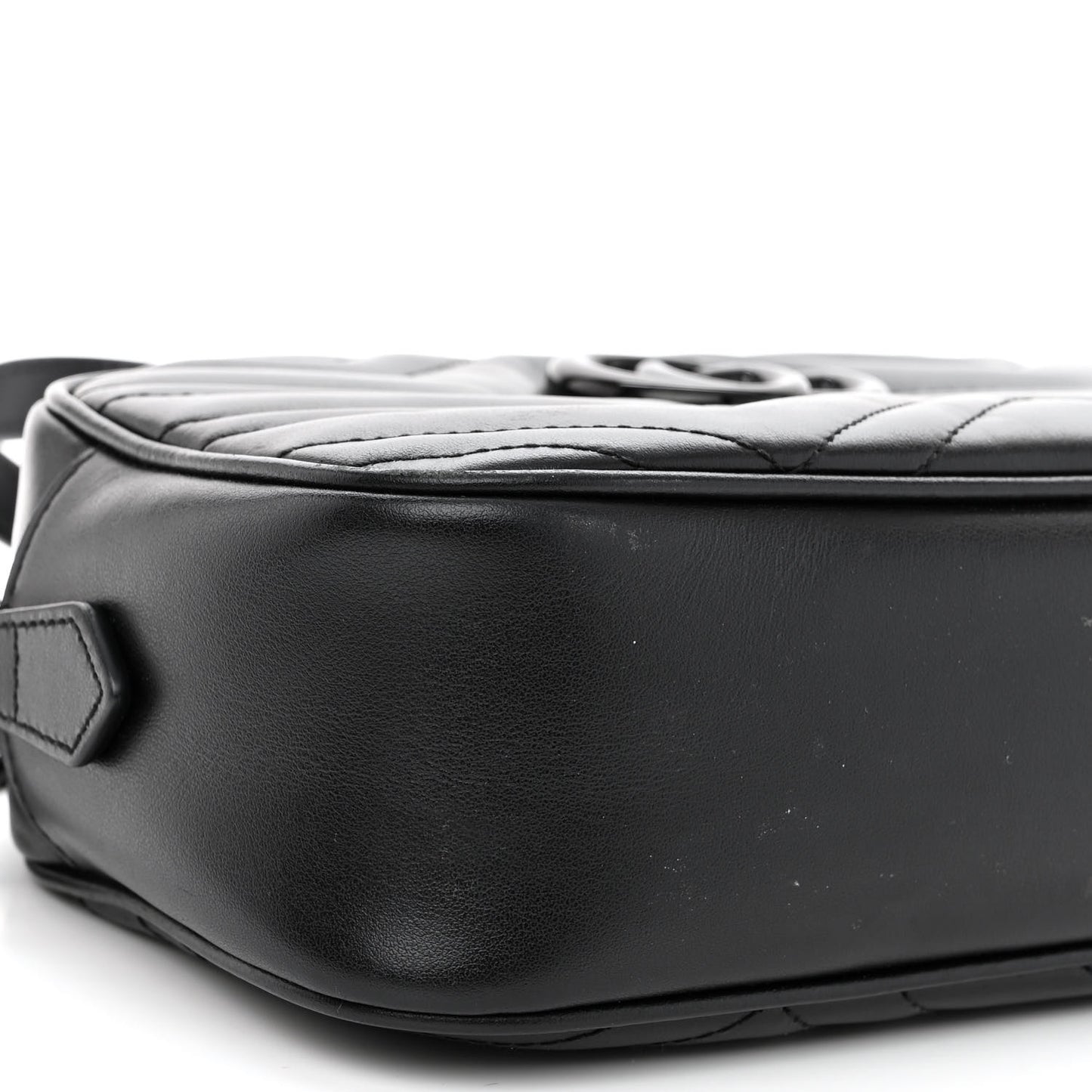 Calfskin Matelasse Monochrome Small GG Marmont Chain Shoulder Bag Black