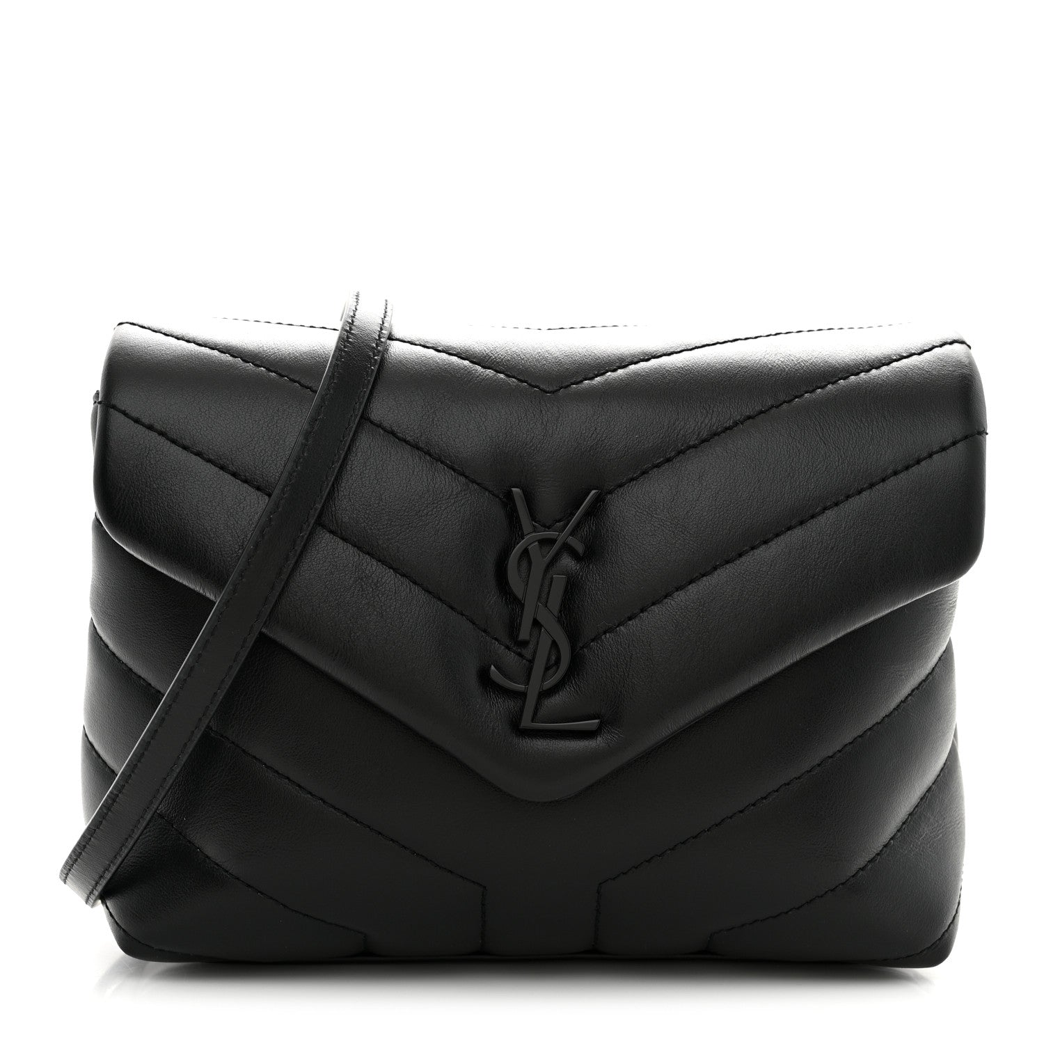 Saint Laurent Calfskin Y Quilted Monogram Monochrome Toy Loulou Crossbody Bag Black 1 of 11
