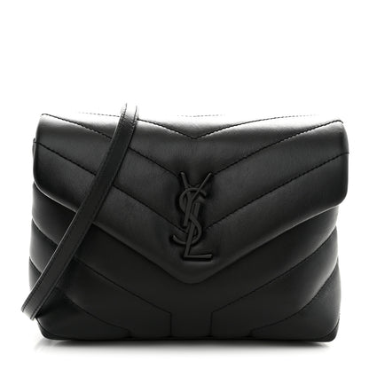 Saint Laurent Calfskin Y Quilted Monogram Monochrome Toy Loulou Crossbody Bag Black 1 of 11