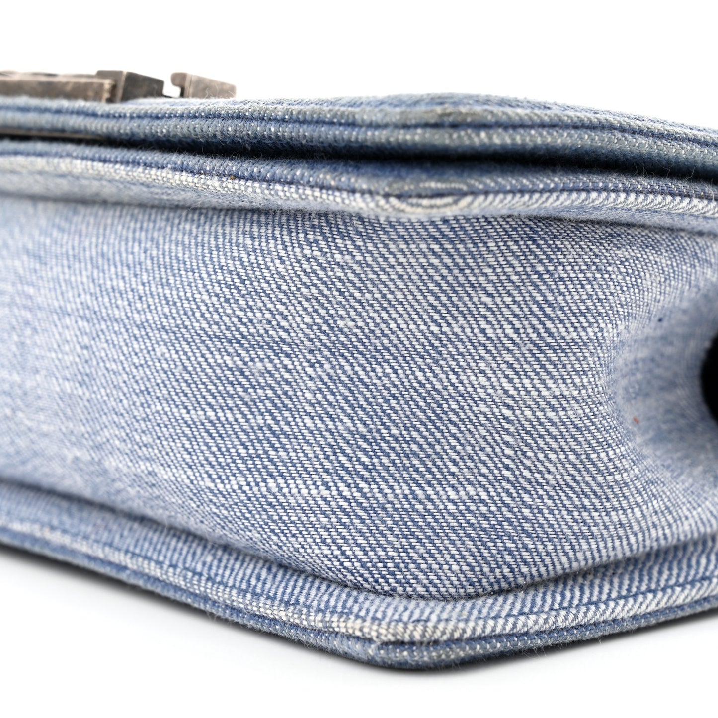 Denim Chevron Quilted Small Boy Flap Blue