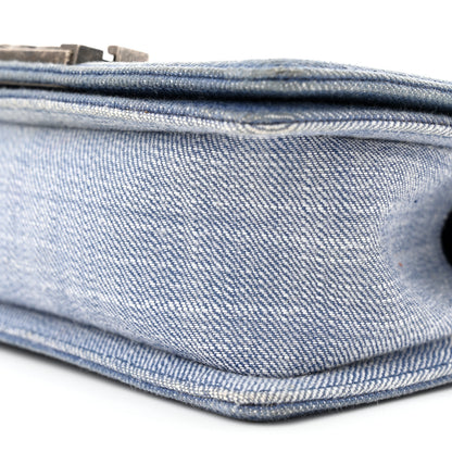 Chanel Denim Chevron Quilted Small Boy Flap Blue 10 of 13