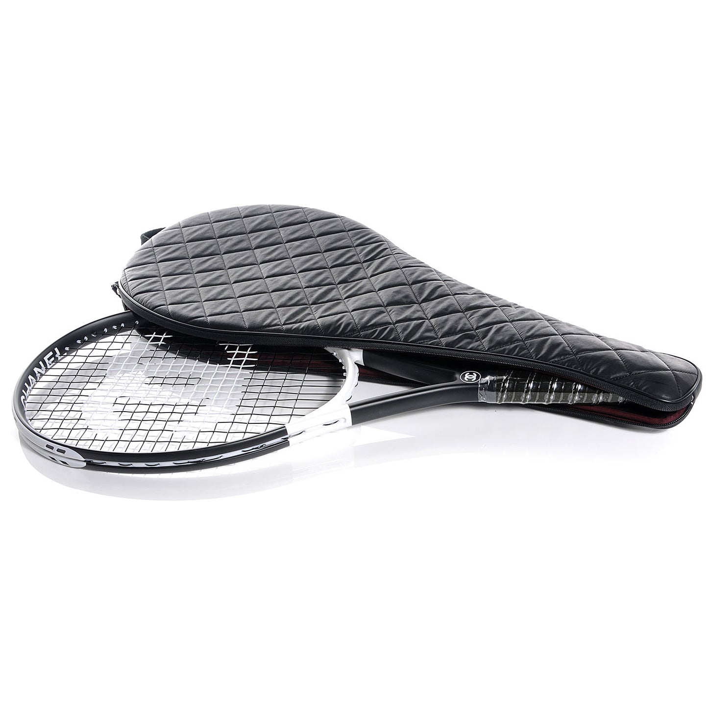 Tennis Racquet and Nylon Quilted Cover Black
