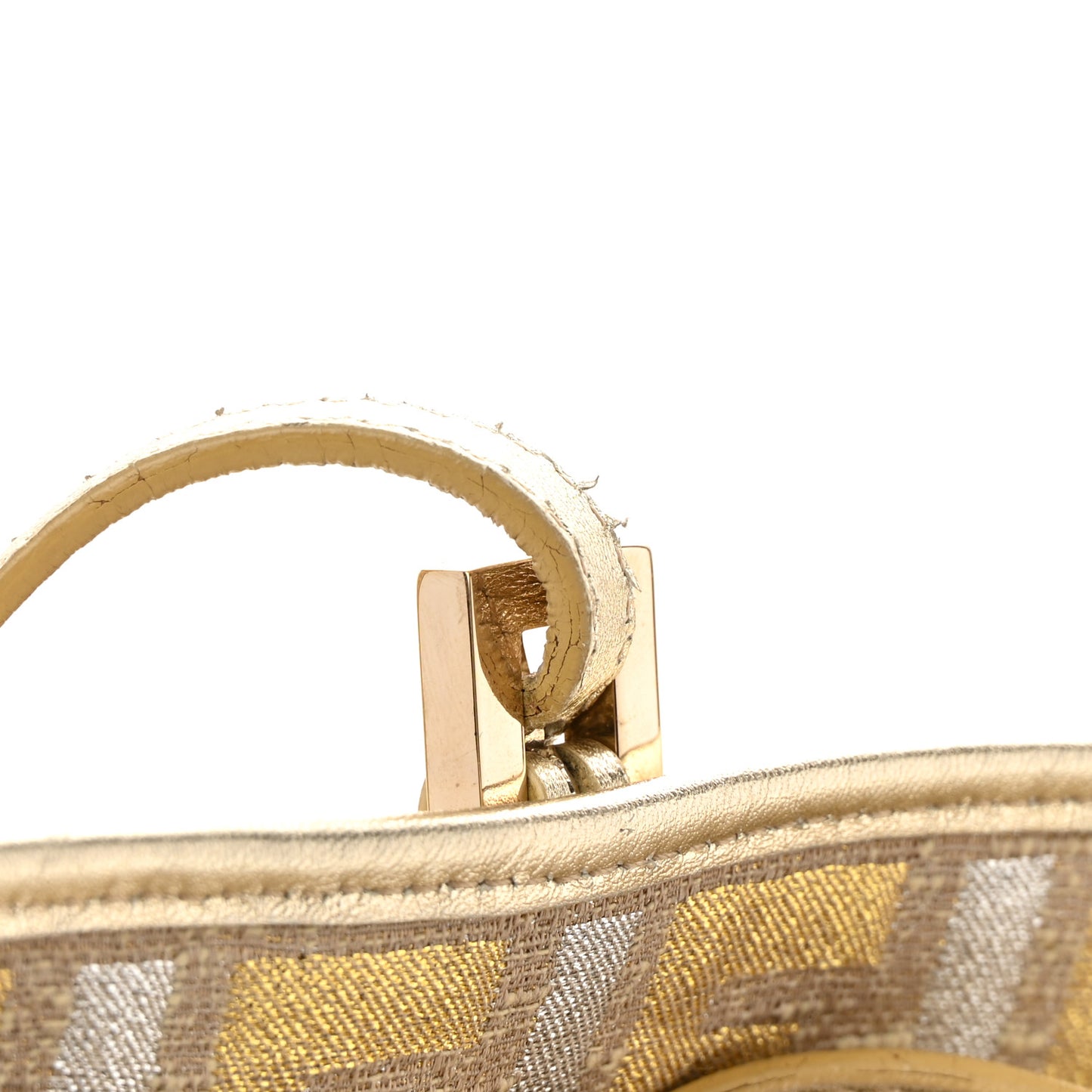 Metallic Canvas Zucca Roll Tote Beige Oro