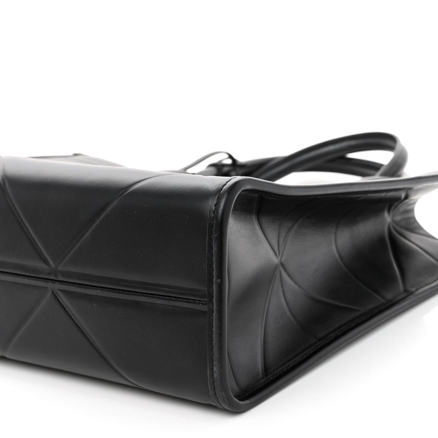 Soft Calfskin Triangolo Symbole Embossed Medium Tote Black