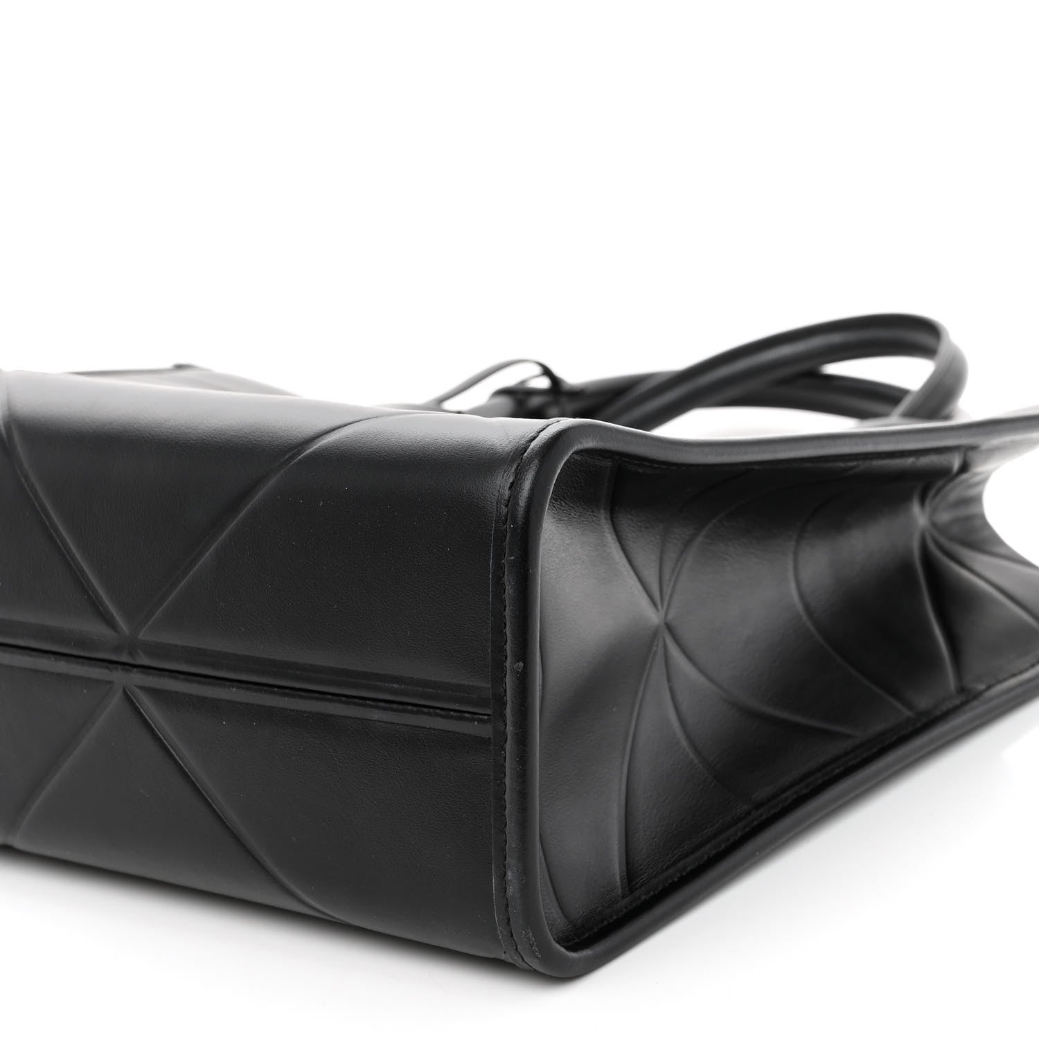 Prada Soft Calfskin Triangolo Symbole Embossed Medium Tote Black 9 of 9