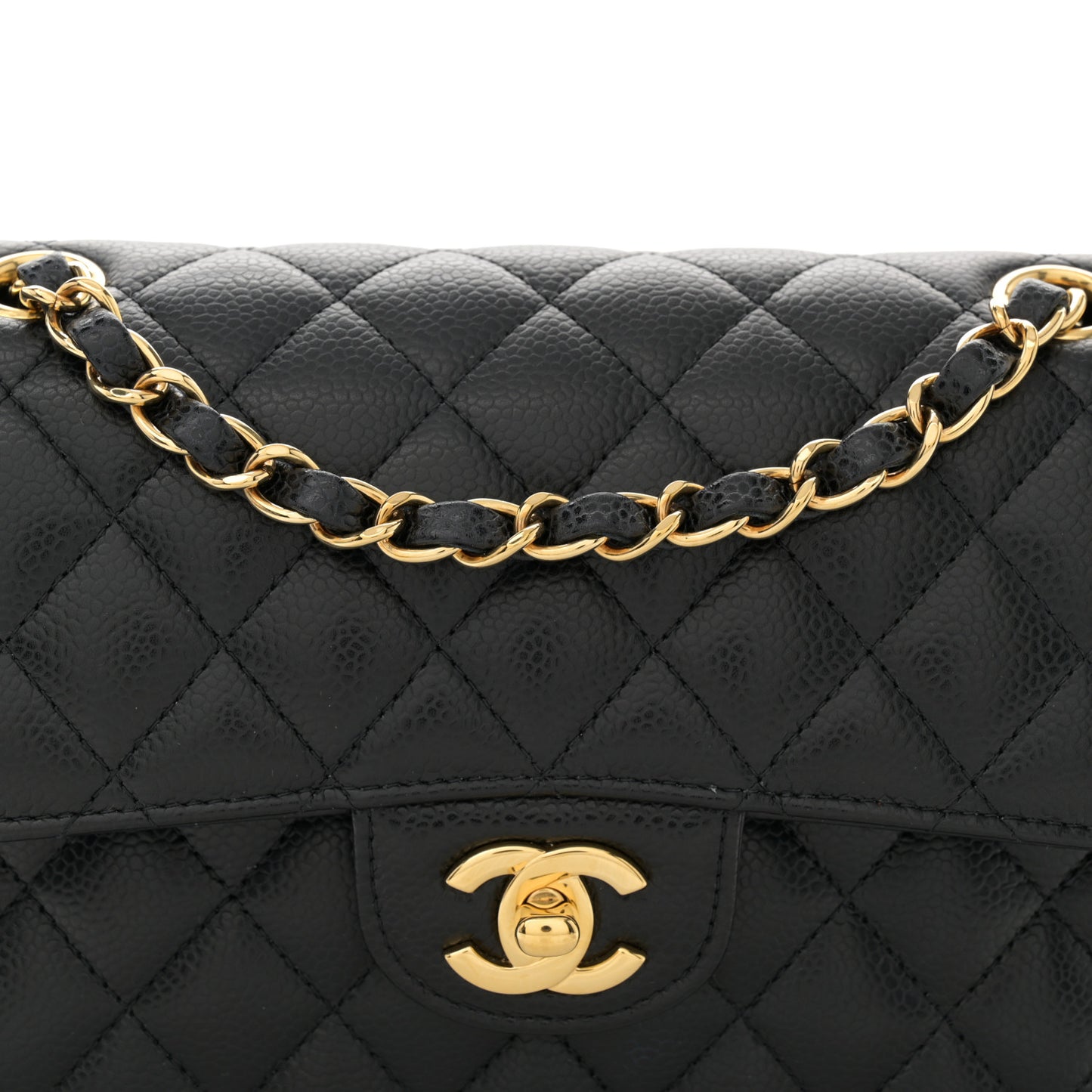 Caviar Quilted Small Double Flap Black