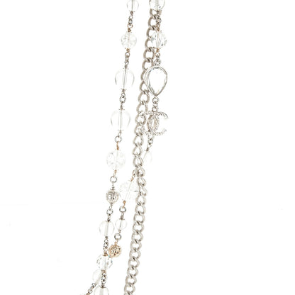 Chanel Crystal Bead CC Long Necklace Silver 5 of 6