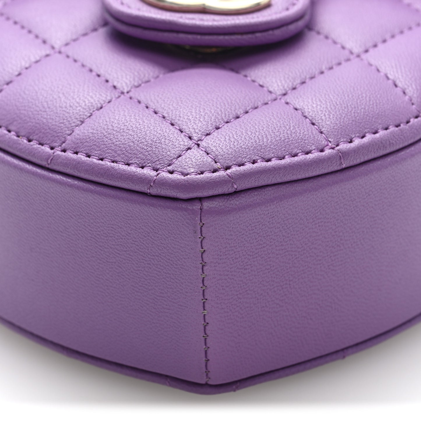 Lambskin Quilted CC In Love Heart Clutch With Chain Purple