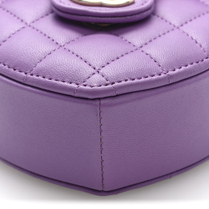 Chanel Lambskin Quilted CC In Love Heart Clutch With Chain Purple 9 of 10