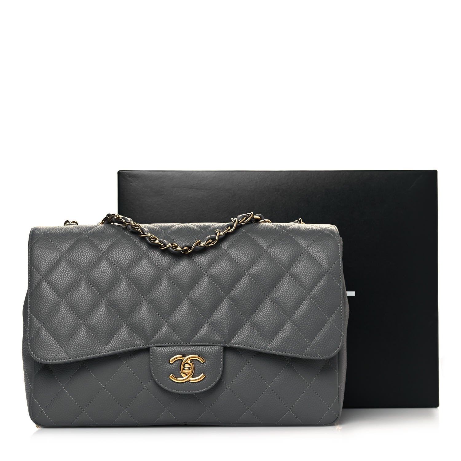 Chanel Caviar Quilted Jumbo Single Flap Grey 11 of 11