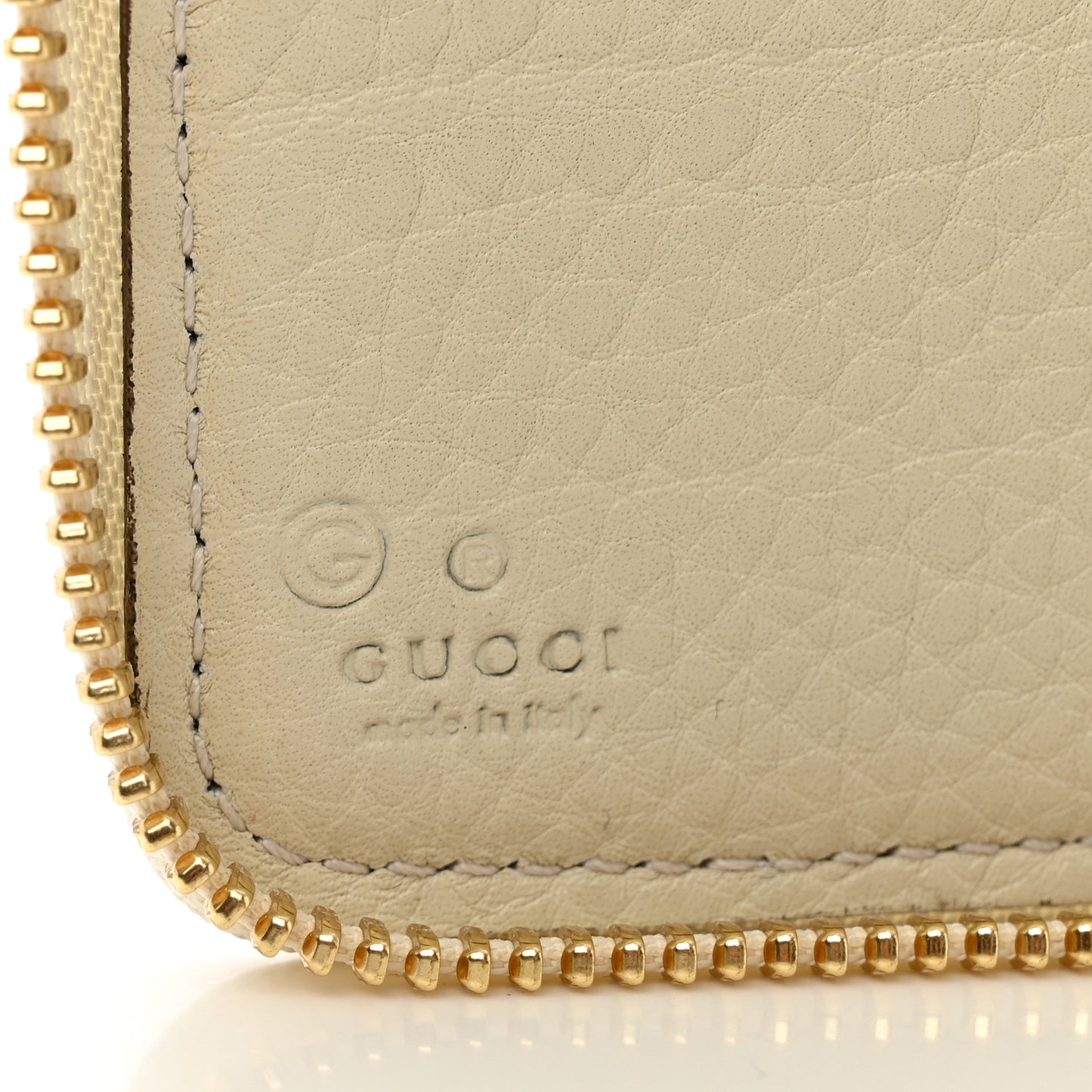 Grained Calfskin Zip Around Travel Wallet Mystic White