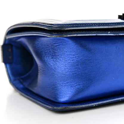 Chanel Metallic Patent Quilted Medium Boy Flap Blue 9 of 18