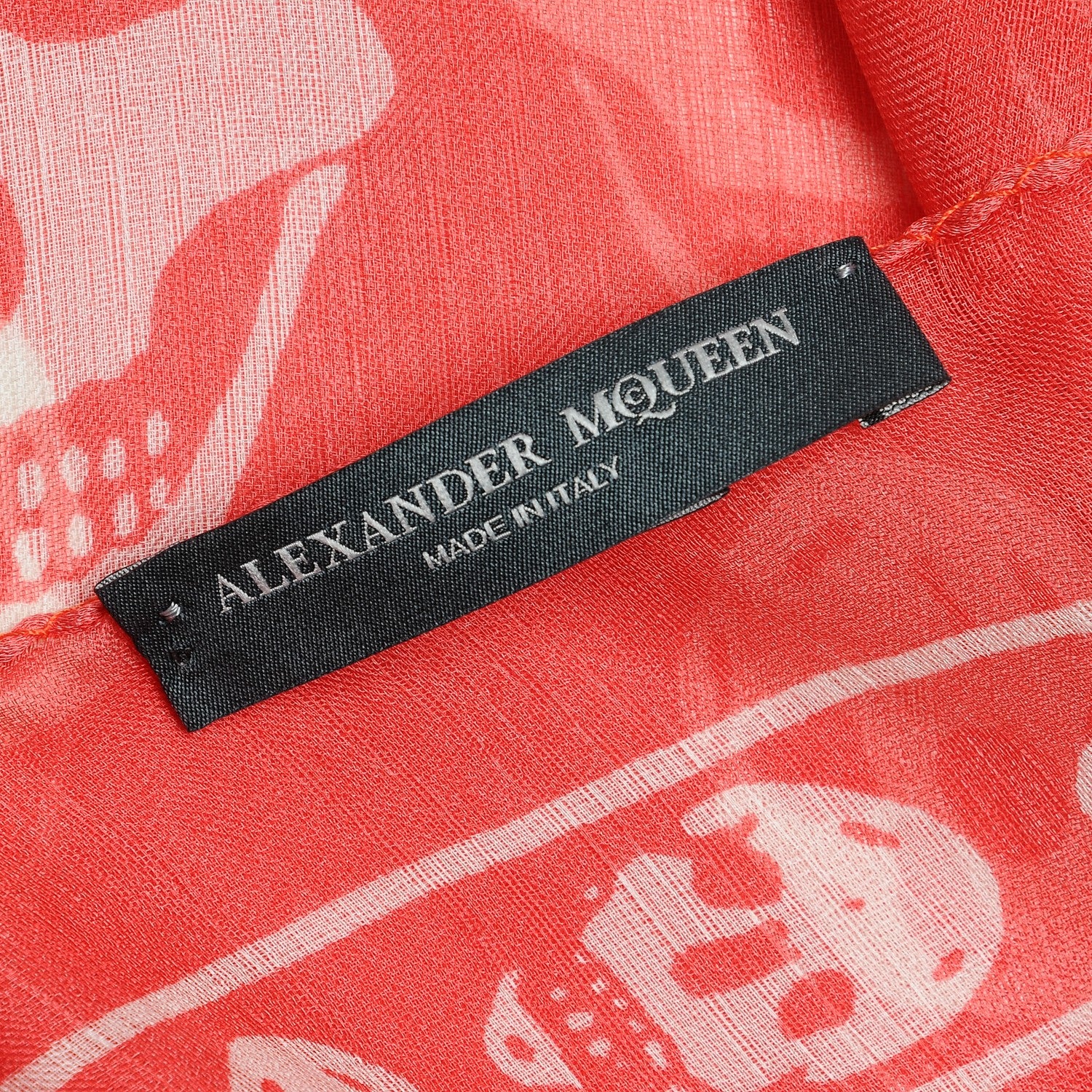Alexander McQueen Silk Chiffon Skull Scarf Red Ivory 5 of 5
