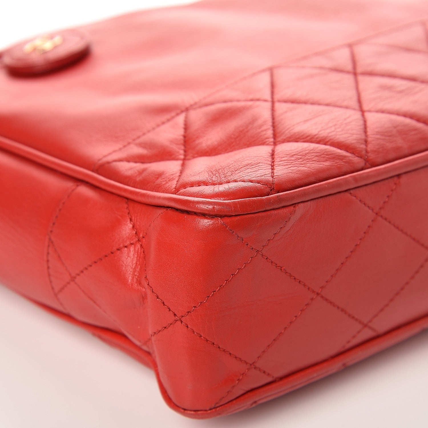 Chanel Lambskin Quilted Shoulder Bag Red 9 of 14
