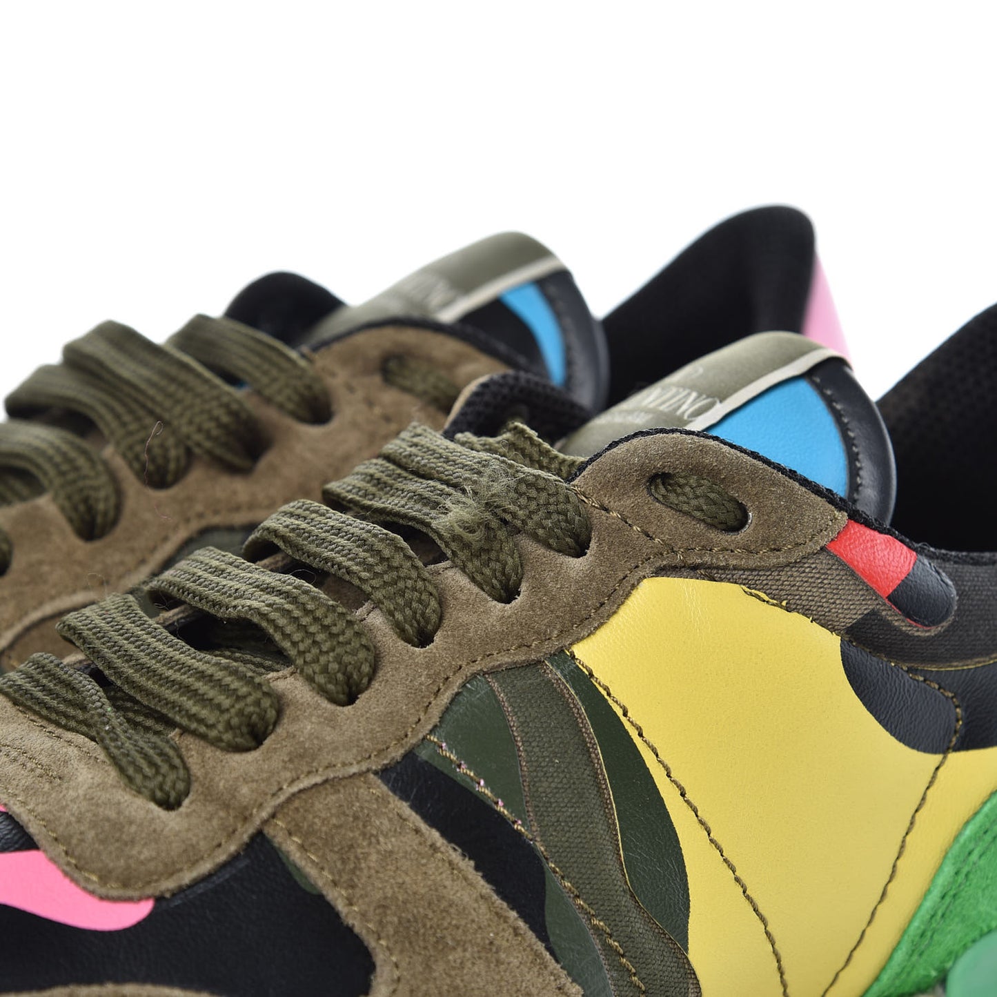 Nappa Suede Camouflage Womens Rockrunner Sneakers 39 Army Green Naples Yellow Ninphea