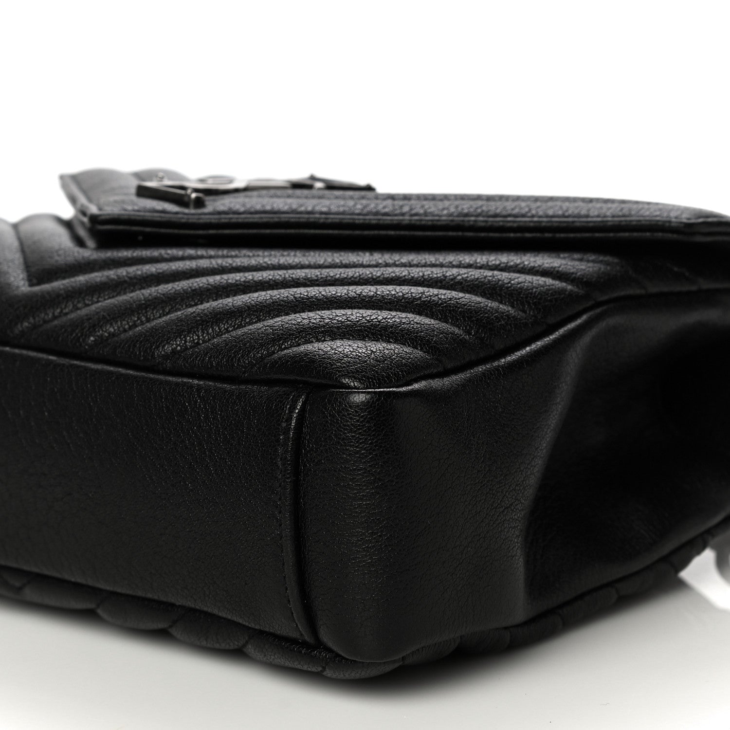 Saint Laurent Sheepskin Matelasse Chevron Monogram Medium College Bag Black 11 of 13