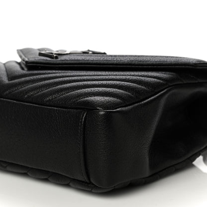 Saint Laurent Sheepskin Matelasse Chevron Monogram Medium College Bag Black 11 of 13