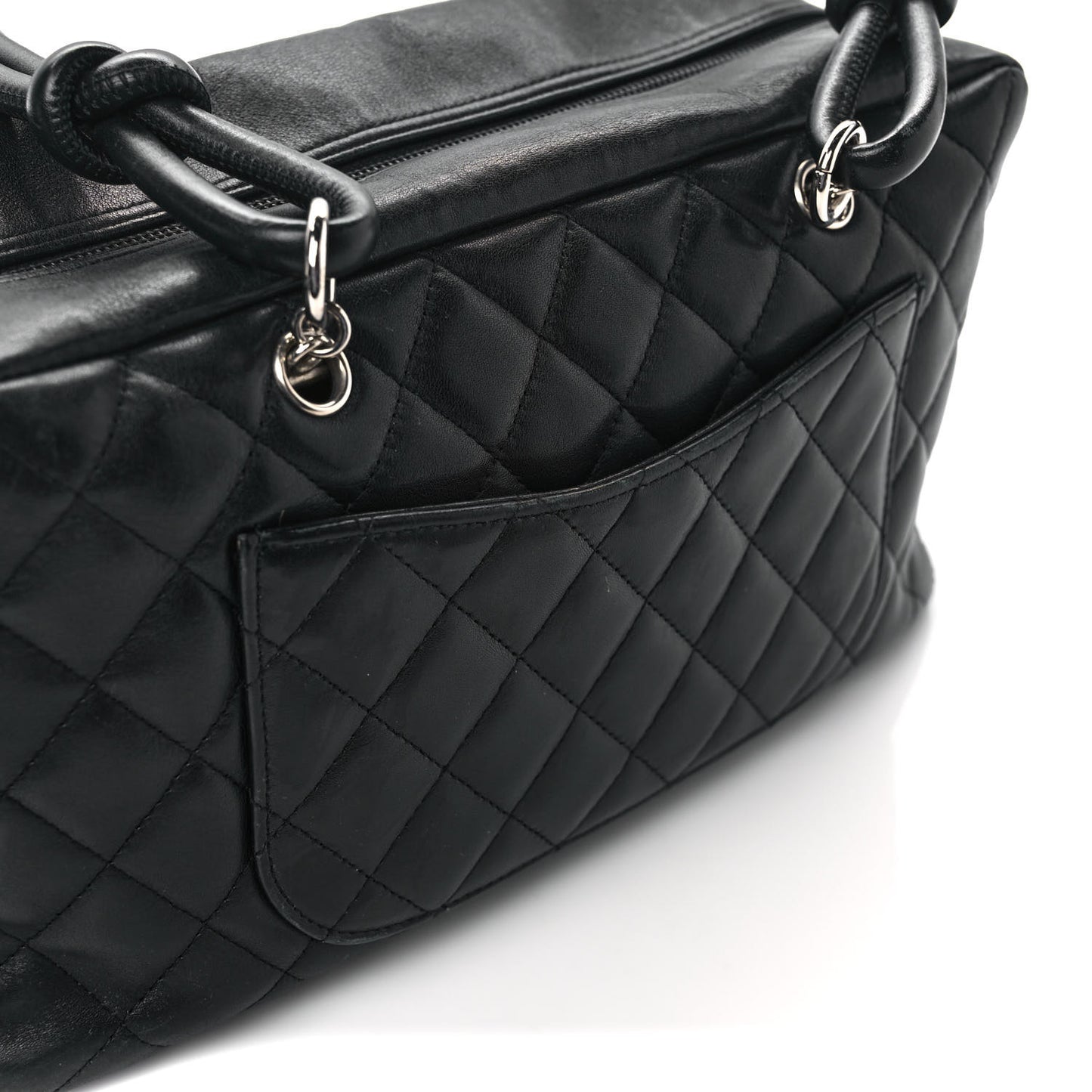 Calfskin Quilted Large Cambon Bowler Black
