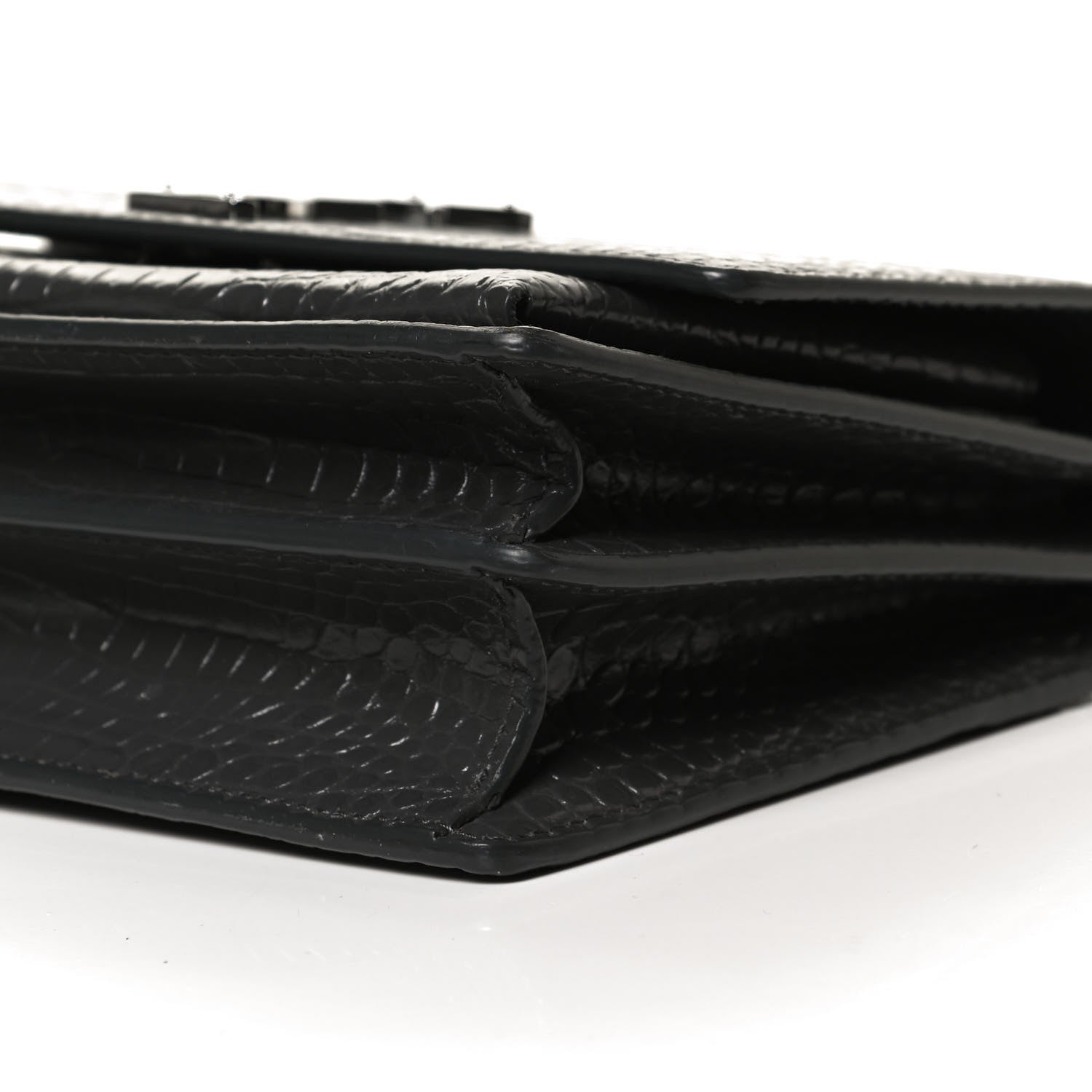 Saint Laurent Calfskin Crocodile Embossed Medium Monogram Sunset Graphite 12 of 12