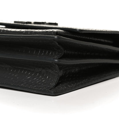Saint Laurent Calfskin Crocodile Embossed Medium Monogram Sunset Graphite 12 of 12