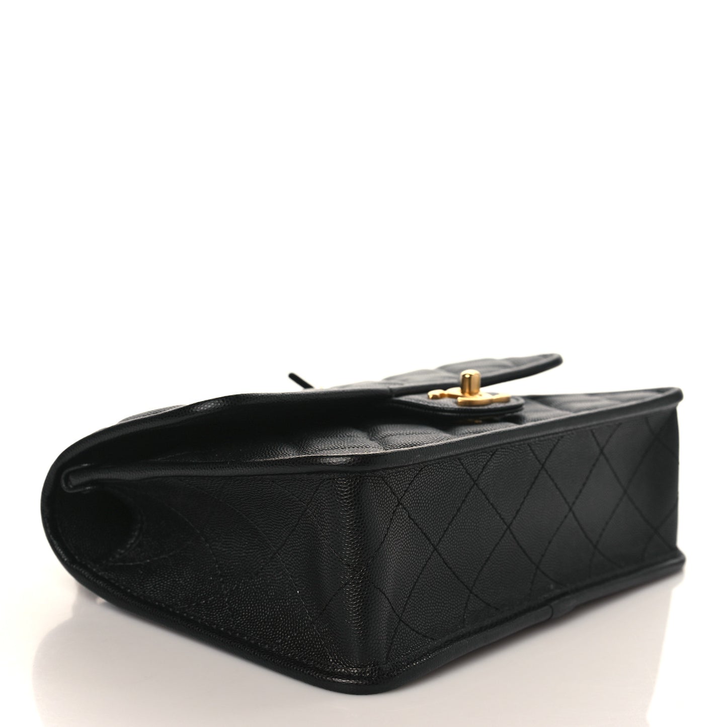 Caviar Quilted School Memory Small Top Handle Flap Black