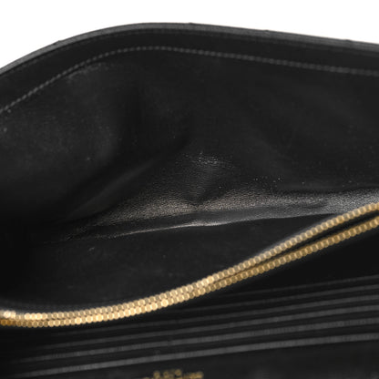 Saint Laurent Grain De Poudre Matelasse Chevron Monogram Chain Wallet Black 5 of 11
