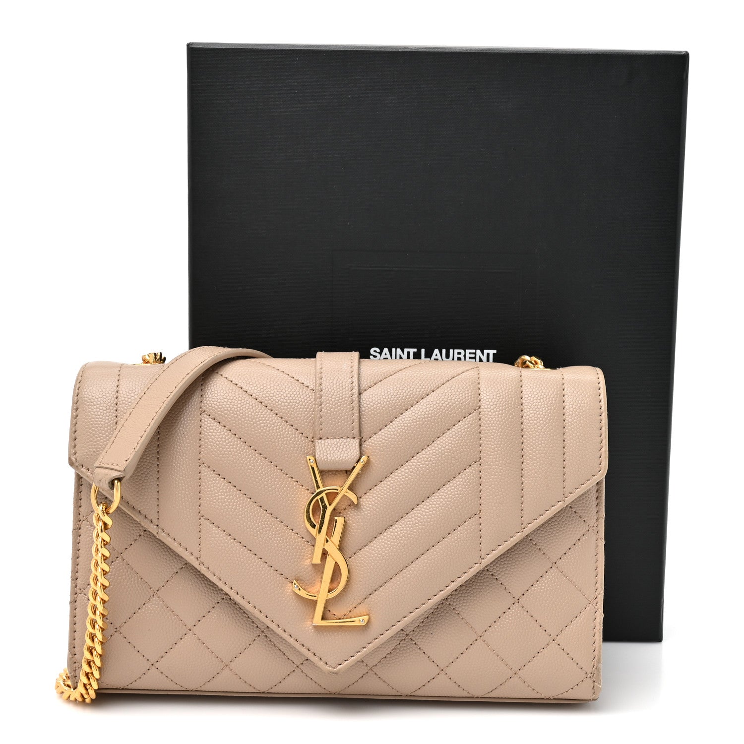 Saint Laurent Grain De Poudre Textured Mixed Matelasse Triquilt Small Monogram Satchel Dark Beige 13 of 13