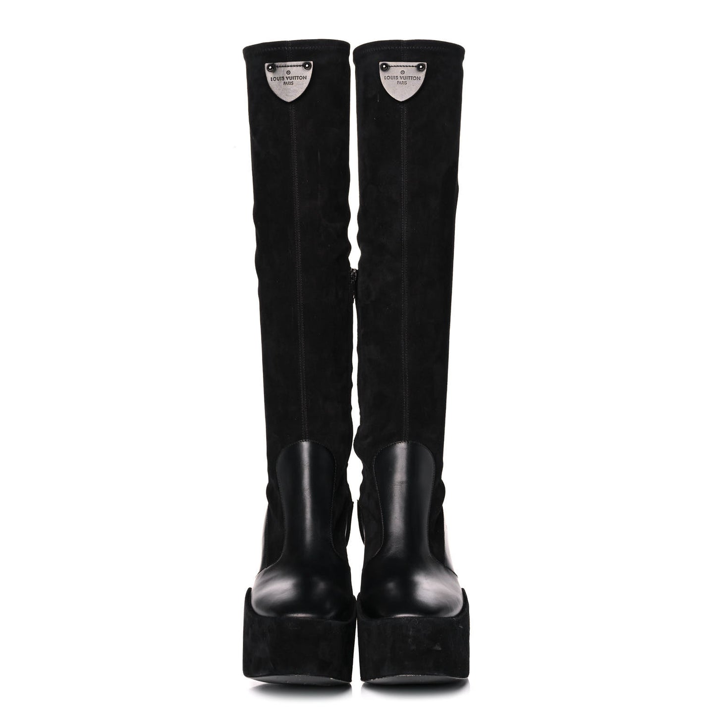 Suede Podium Platform High Boots 37 Black