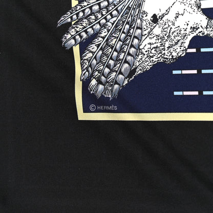 Hermes Silk Double Face Pani La Shar Pawnee Scarf 90 Black Marine 4 of 10