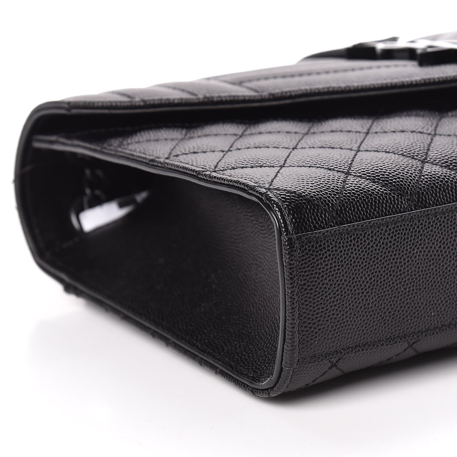 Saint Laurent Grain De Poudre Textured Mixed Matelasse Triquilt Medium Monogram Satchel Black 10 of 11