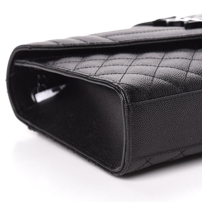 Saint Laurent Grain De Poudre Textured Mixed Matelasse Triquilt Medium Monogram Satchel Black 10 of 11