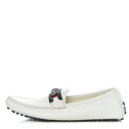 Gucci Road Calfskin Web Womens Horsebit Driver Loafers 39.5 Great White 1 of 13