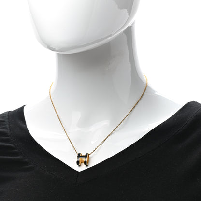 Hermes Lacquered Gold Pop H Pendant Necklace Black 2 of 5